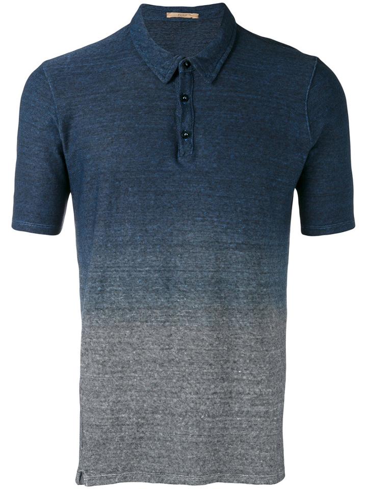 Nuur - Gradient Effect Polo Shirt - Men - Cotton/linen/flax - 50, Blue, Cotton/linen/flax