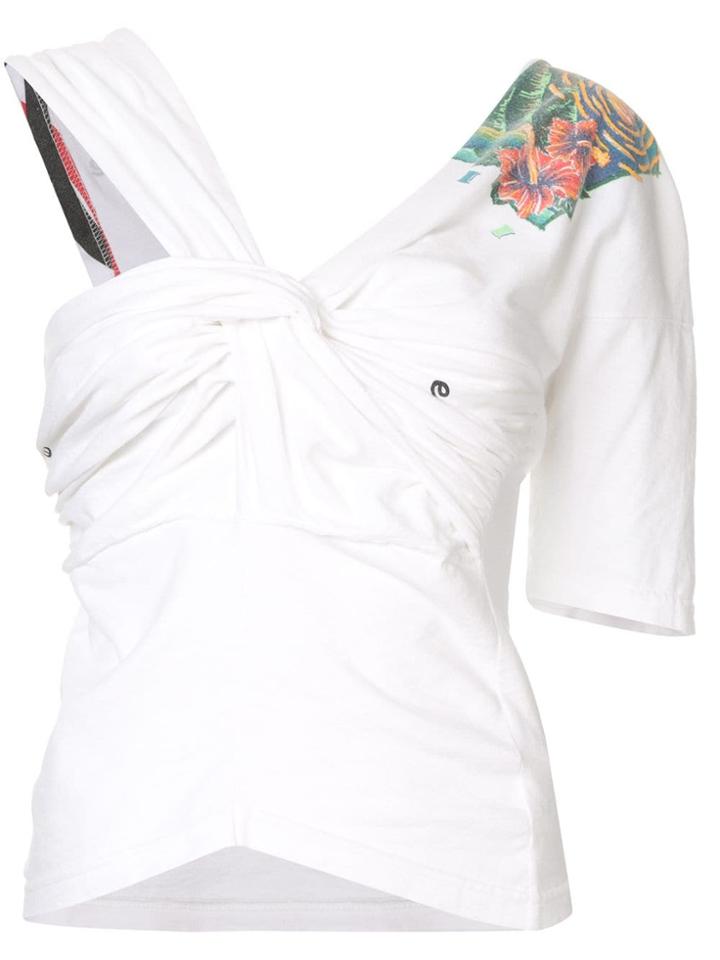 Marine Serre Knot Detail Asymmetric Top - White