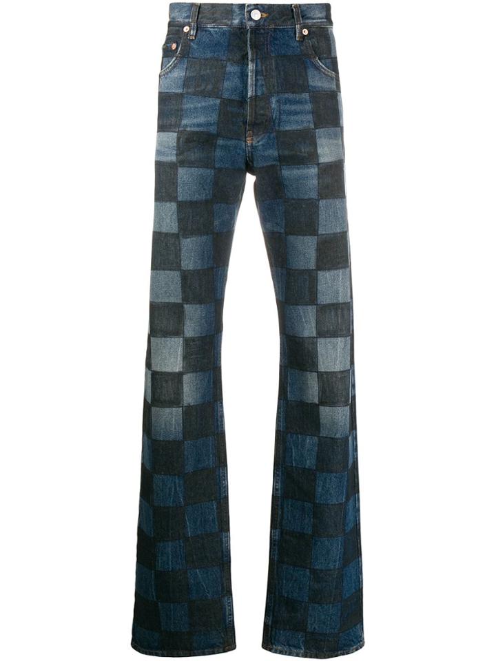 Balenciaga Checkered Paris Fit Jeans - Blue