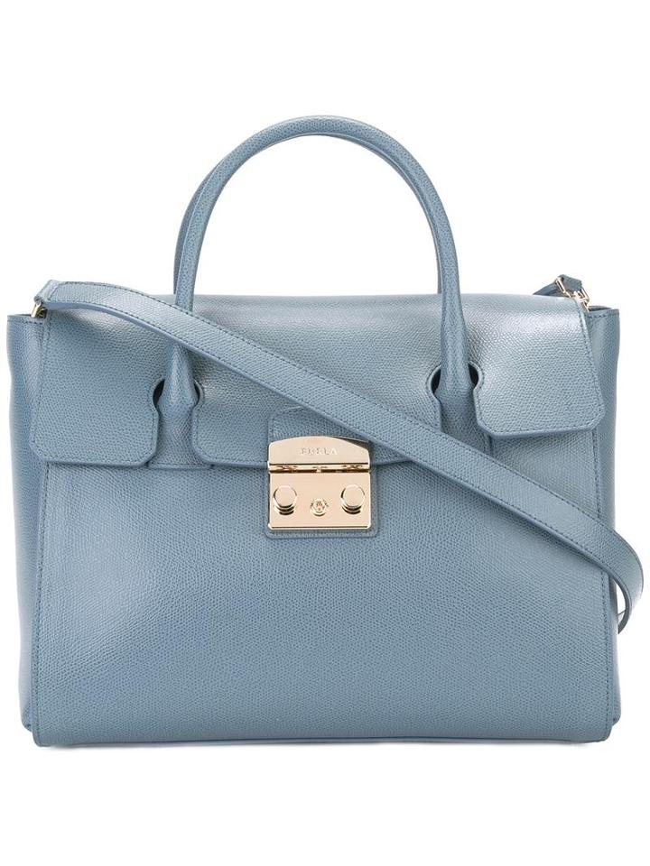 Furla Fold-over Tote, Women's, Grey, Calf Leather