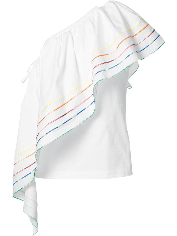 Rosie Assoulin One Shoulder 'rainbow' Blouse - White