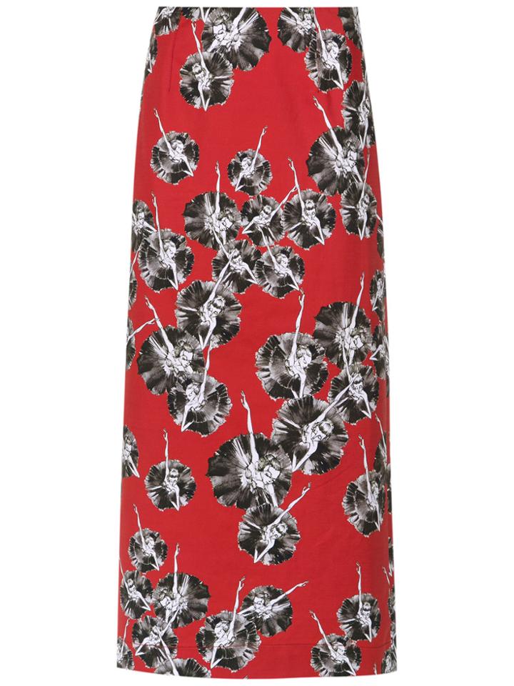 Reinaldo Lourenço Ballerina Print Midi Skirt - Red