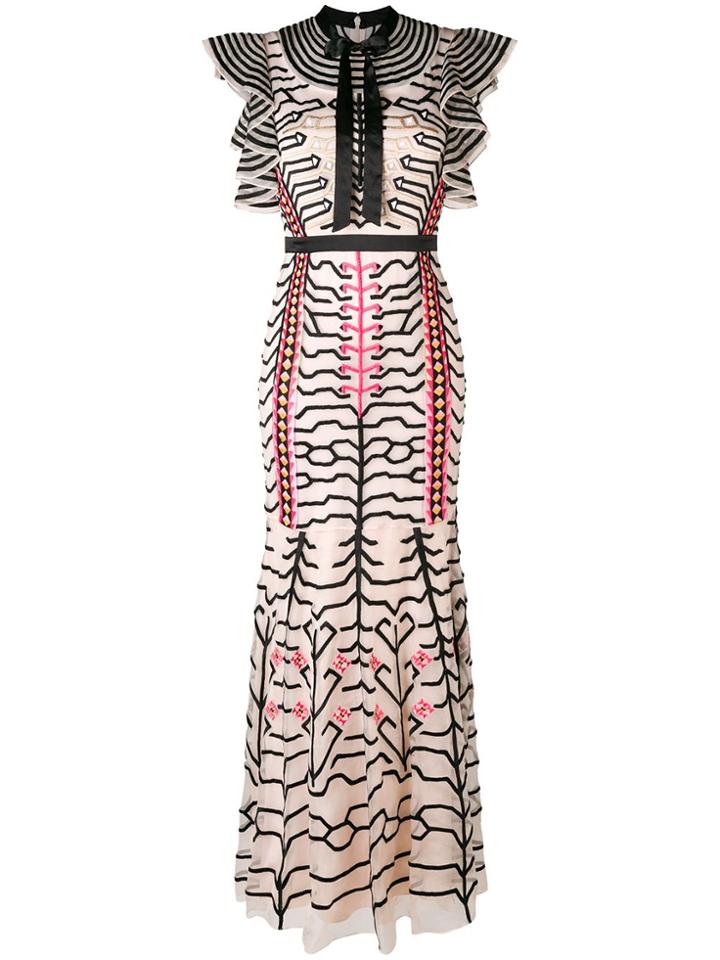 Temperley London Embroidered Geometric Dress - Pink & Purple