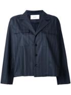 Astraet Pinstripe Boxy Blazer, Women's, Size: 1, Black, Cotton
