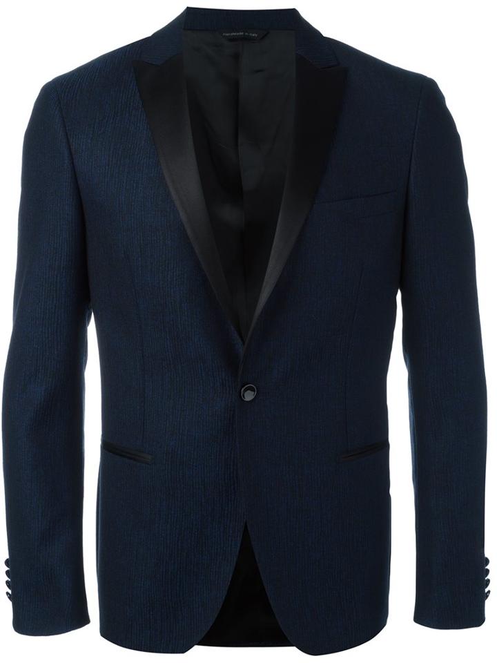 Tonello One Button Blazer, Men's, Size: 48, Blue, Acetate/viscose/virgin Wool