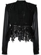 Self-portrait Lace Detail Blouse, Women's, Size: 6, Black, Polyester