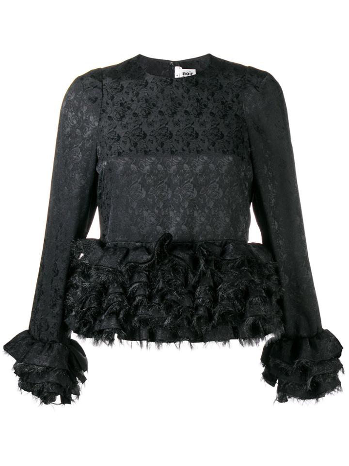 Comme Des Garçons Noir Kei Ninomiya Floral Brocade Ruffle Trim Blouse