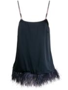Semicouture Feather Trimmed Cami Top - Blue