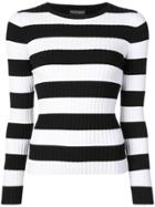 Cynthia Rowley Haven Striped Ribbed Sweatshirt - Black