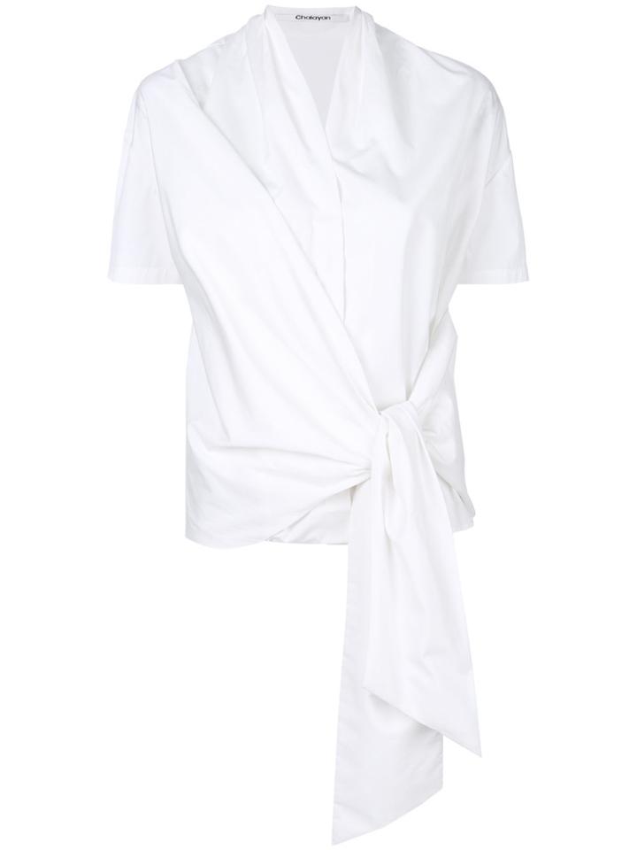 Chalayan Wrapped V-neck Top - White