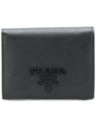 Prada Logo Plaque Small Wallet - Black