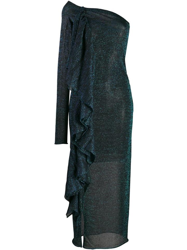Circus Hotel One Shoulder Glitter Effect Dress - Blue