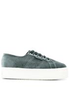Superga Velvet Chunky Sole Sneakers - Green