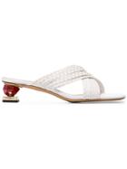 Jacquemus White Castana 35 Crossover Stack Heel Leather Sandals