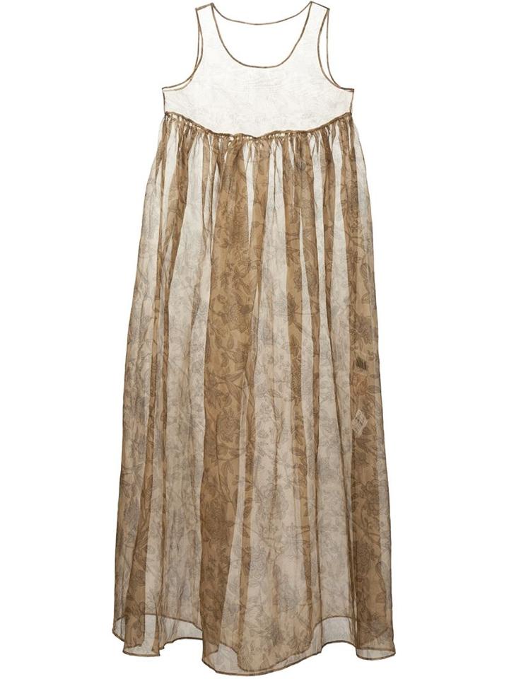 Uma Wang Floral Print Sheer Dress, Women's, Size: Small, Nude/neutrals, Silk