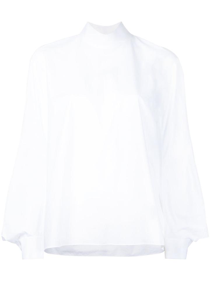 Delpozo - Flared Blouse - Women - Cotton - 40, White, Cotton