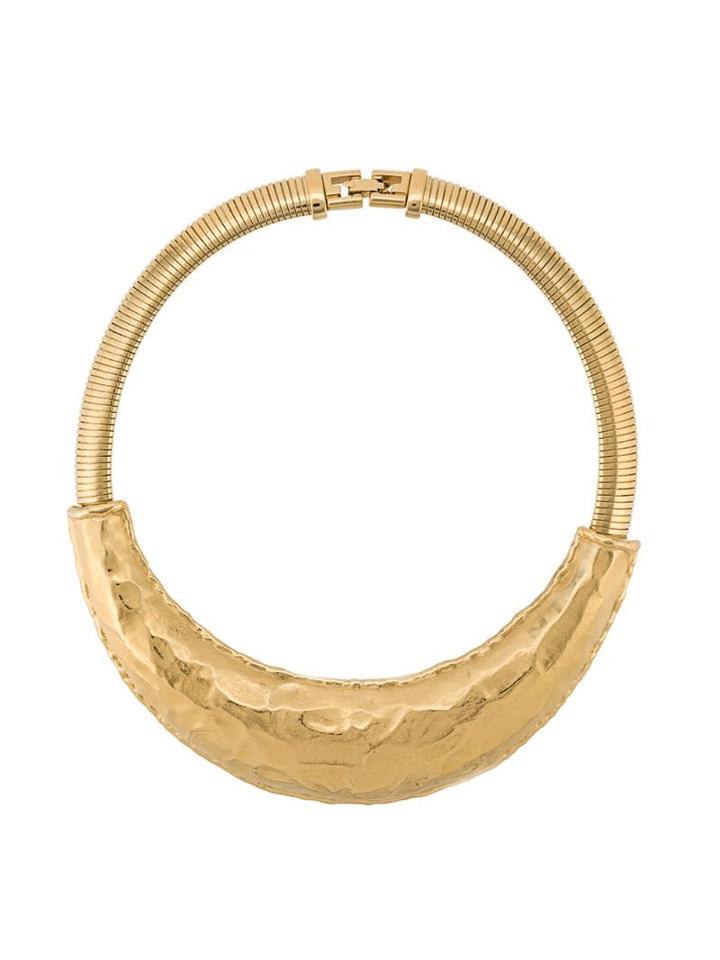 Givenchy Pre-owned Hammered Crescent Choker Necklace - Gold
