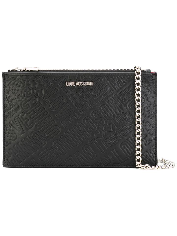 Love Moschino Logo Embossed Crossbody Bag, Women's, Black, Polyurethane