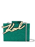 Karl Lagerfeld Glitter Box Clutch - Green