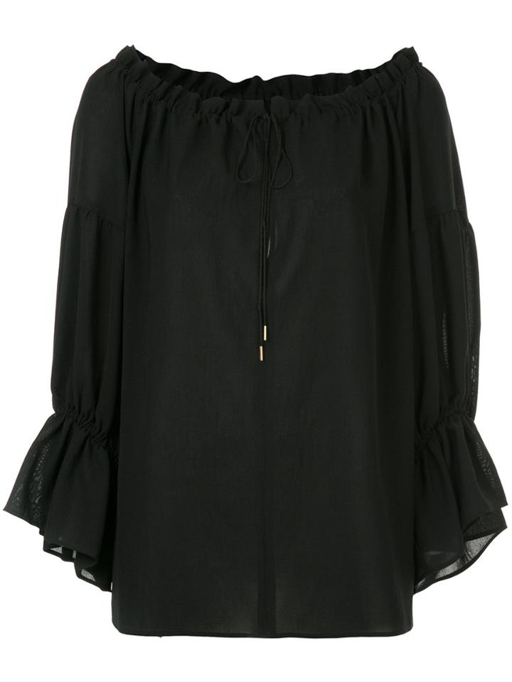 Cityshop Ruffle Sleeve Off Shoulder Blouse - Black