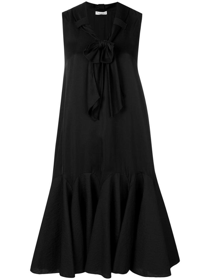 Jw Anderson Exaggerated Hem Dress With Bow Detail - Black