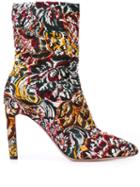 Oscar De La Renta Floral Brocade Booties - Multicolour