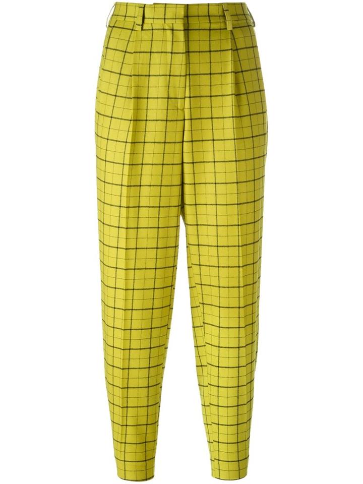 Etro Windowpane Trousers, Women's, Size: 44, Yellow/orange, Spandex/elastane/wool