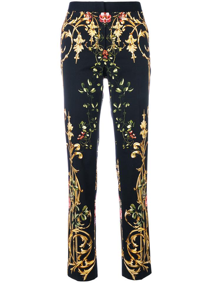 Alberta Ferretti - Stampa Faille Printed Skinny Trousers - Women - Cotton/acetate/cupro/other Fibers - 44, Black, Cotton/acetate/cupro/other Fibers