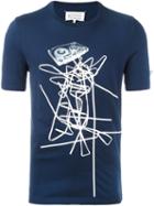 Maison Margiela Tape Print T-shirt, Men's, Size: 46, Blue, Cotton