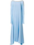 Versace Crystal Trim Pleated Maxi Dress - Blue