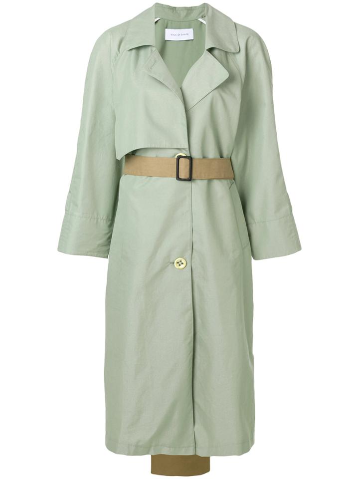 Walk Of Shame Contrast Tail Trench Coat - Green