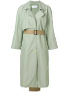 Walk Of Shame Contrast Tail Trench Coat - Green