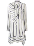 See By Chloé Striped Tie Neck Dress - Blue