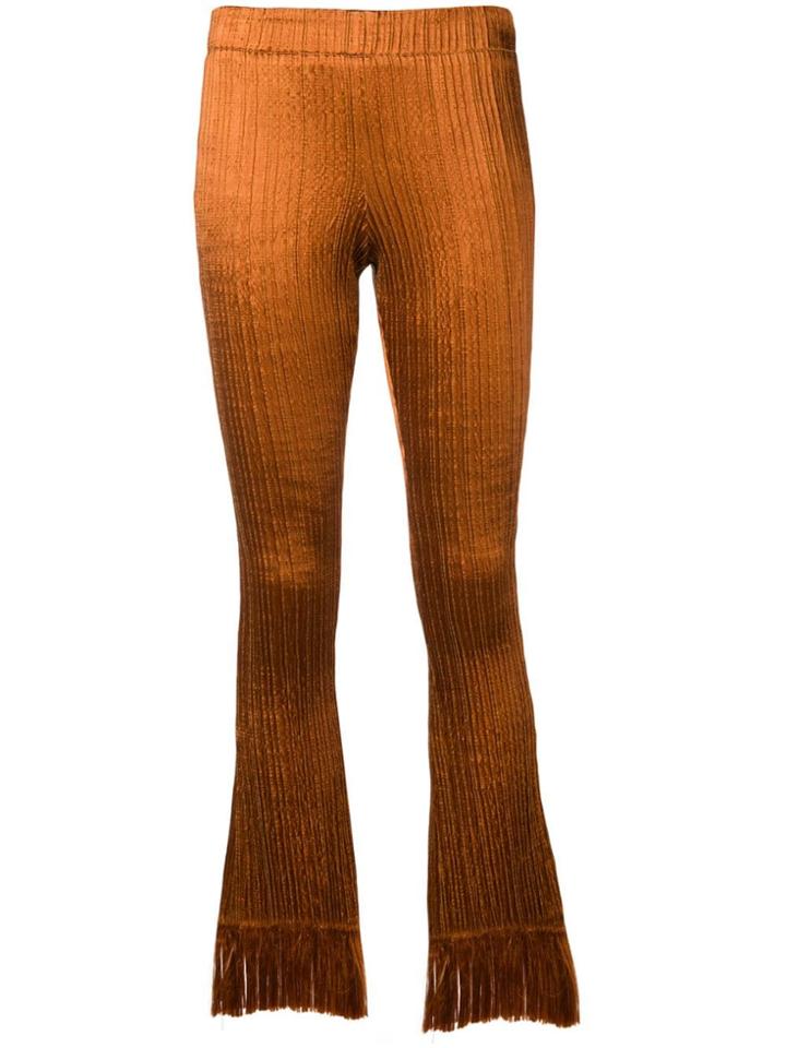 Chloé Plisse Fringed Trousers - Brown