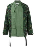 Off-white Camouflage Field Jacket, Men's, Size: Medium, Green, Cotton