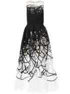 Oscar De La Renta Strapless Scribble Gown - Black