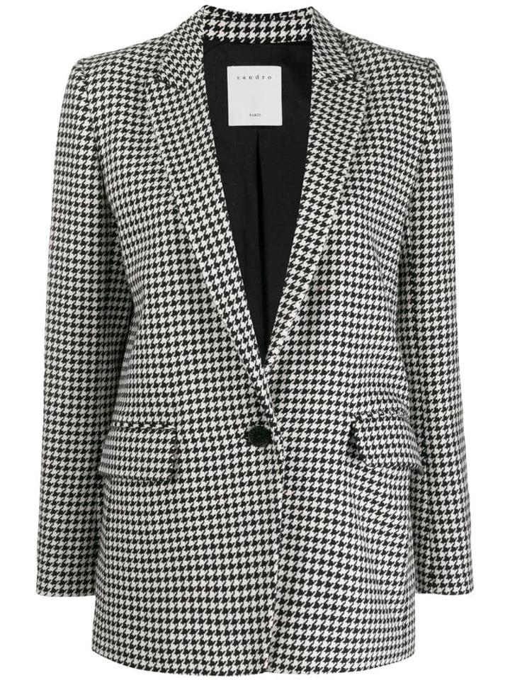 Sandro Paris Houndstooth Pattern Blazer - Black