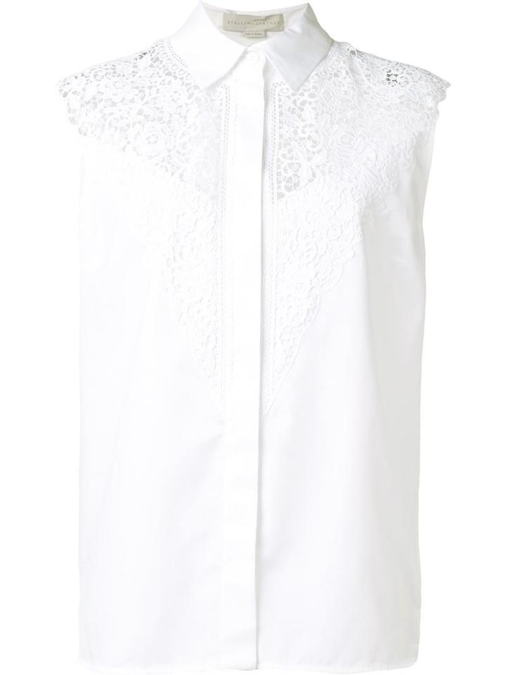 Stella Mccartney Lace Detail Sleeveless Shirt, Women's, Size: 42, White, Cotton