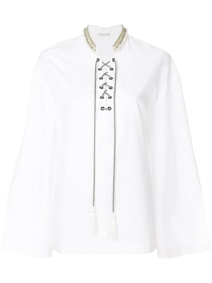 Etro Embellished Lace-up Blouse - White