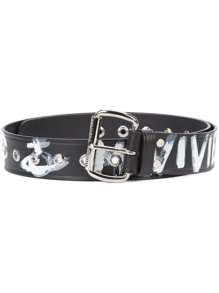 Vivienne Westwood 'camden' Belt, Adult Unisex, Black, Leather/rhodium