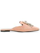Ermanno Scervino Crystal Embellished Mules - Pink & Purple