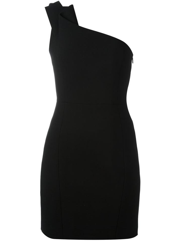 Saint Laurent One Shoulder Mini Dress, Women's, Size: 40, Black, Silk/wool