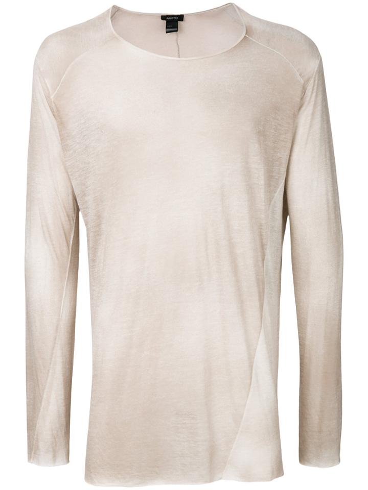 Avant Toi Sheer Long Sleeve Tee - Nude & Neutrals