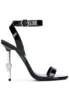 Philipp Plein Patent Stiletto Sandal - Black