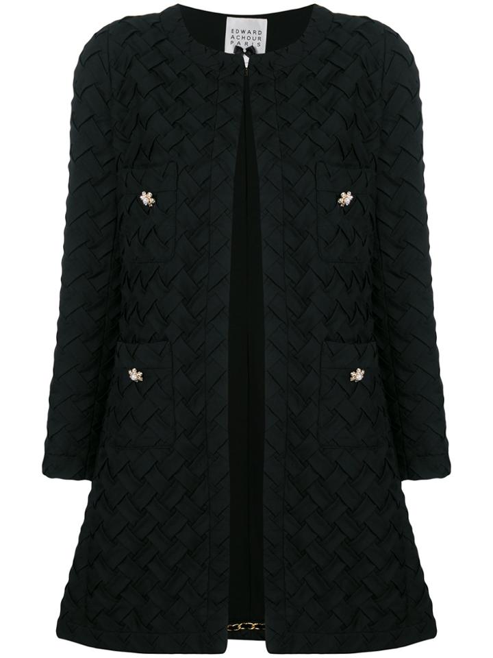 Edward Achour Paris Woven Coat - Black