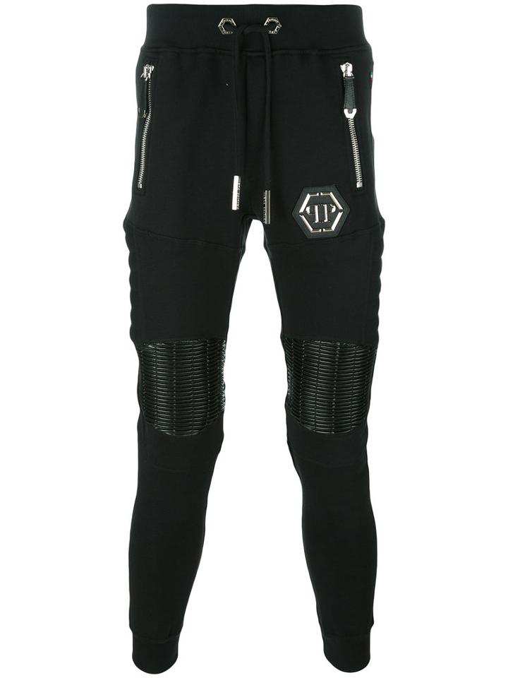 Philipp Plein Gold Card Track Pants, Size: Medium, Black, Cotton/polyester/polyurethane/spandex/elastane