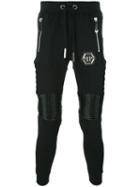 Philipp Plein Gold Card Track Pants, Size: Medium, Black, Cotton/polyester/polyurethane/spandex/elastane