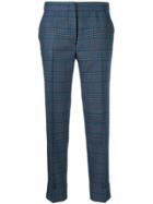 Pt01 Check Pattern Cropped Trousers - Blue