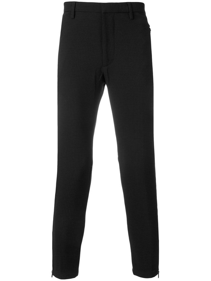 Emporio Armani Textured Slim-fit Trousers - Black