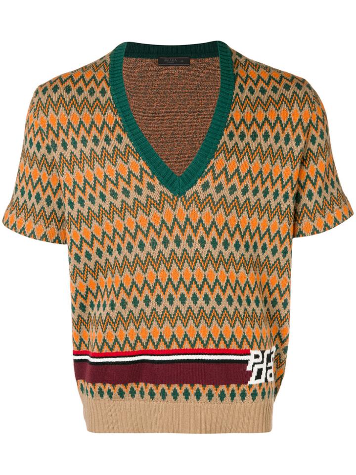 Prada Short-sleeved Pullover - Yellow & Orange